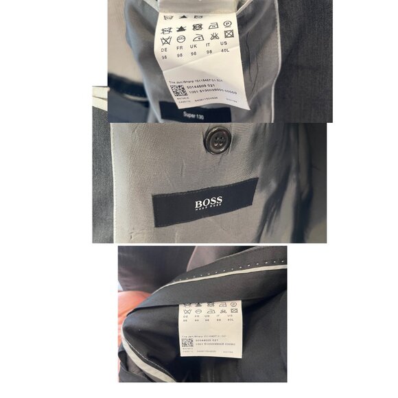 Boss Hugo Boss Grey Wool Long Sleeve Pockets Blazer 2 Piece Men's Suit Set 40L - Picture 13 of 14
